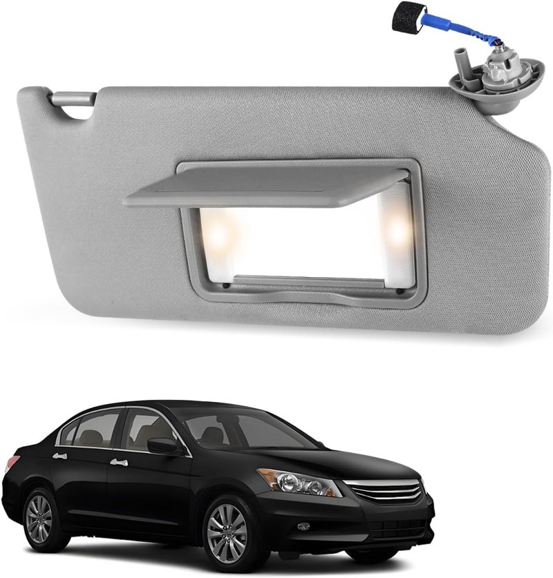 ItranMc Sunvisor Passenger Side for 2008-2017 Honda Accord Accessories, Right Side Sun Visor with Light Mirror, Gray, Replacement#83230-TA0-A91ZA - Image 1